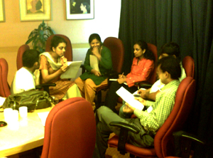 Participants brainstorming during Design Incubator's Weekend Workshop on Introduction to User Centered Design, May 08